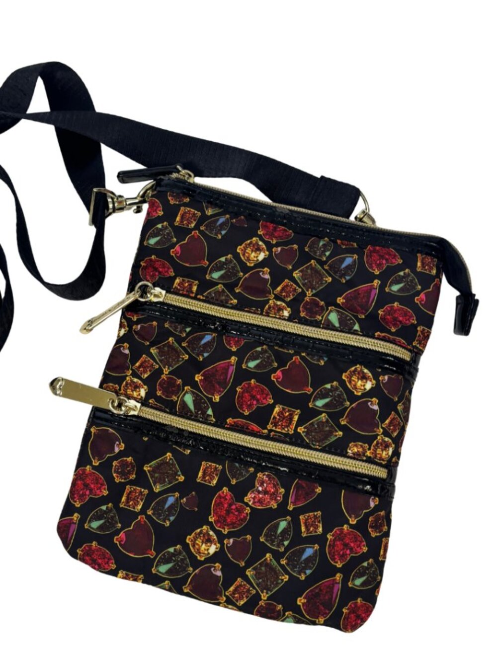 Vintage Y2K/ McBling Betseyville by Betsey Johnson Jewel Print Cross Body Bag